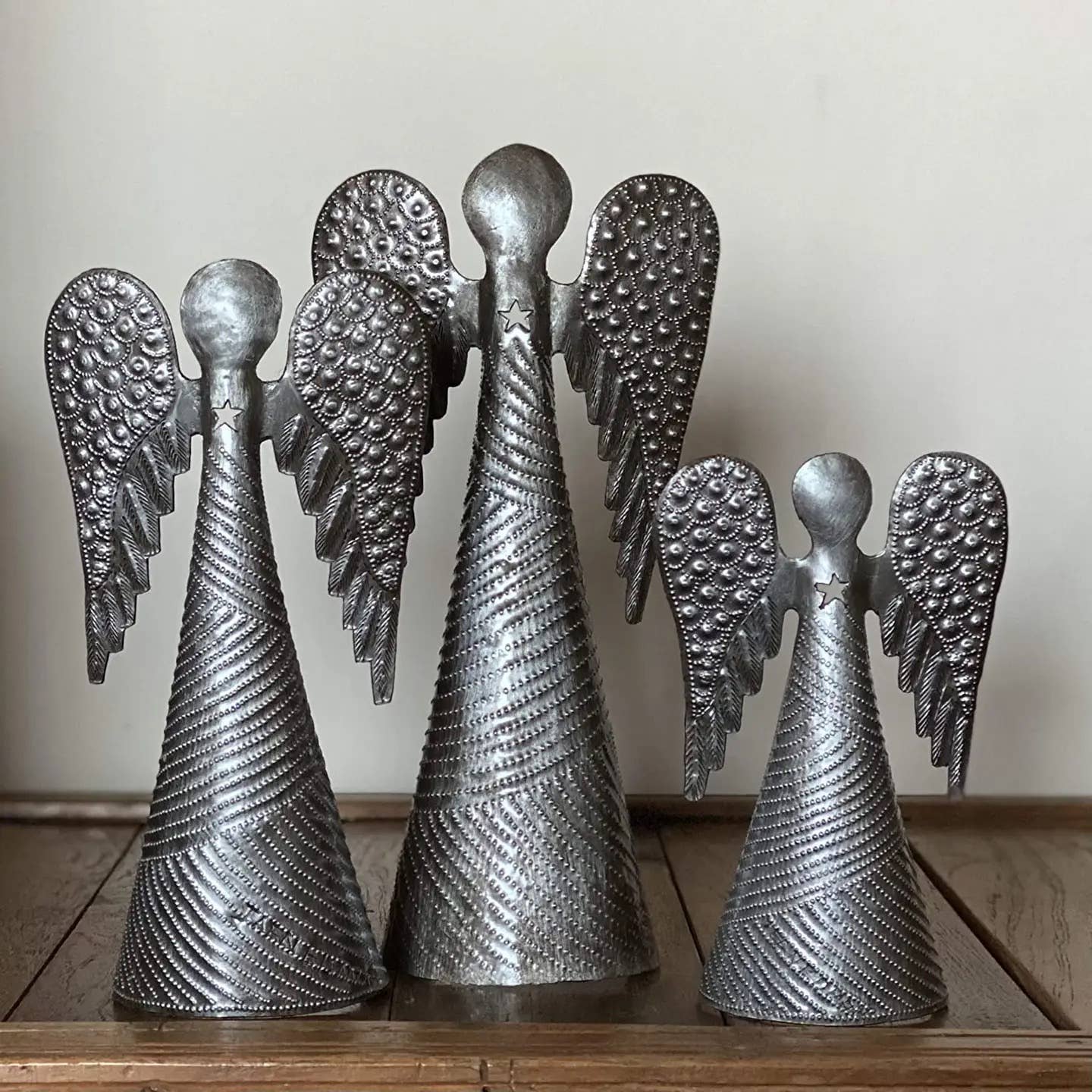 Haiti Fair Trade~ It's Cactus - Wholesale Christmas Decoration - Set of 3 Standing Angels – Handmade Haitian Metal Tabletop 3