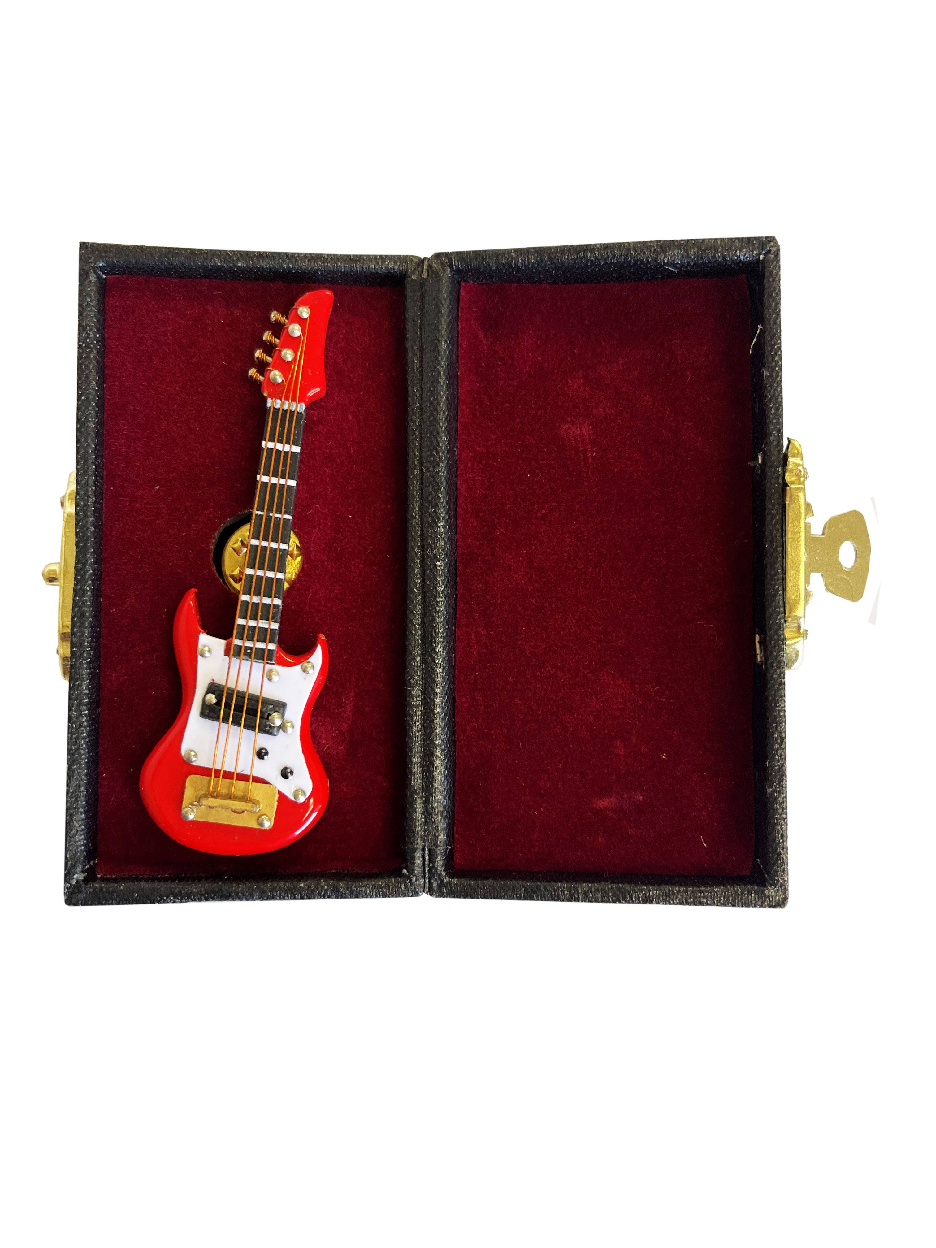 Broadway Gifts Co - Wholesale Lapel Pin/Button - Red Electric Guitar Pin with Case