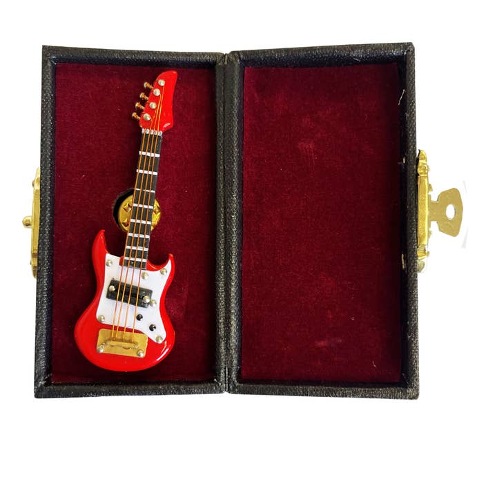 Red Electric Guitar Pin with Case for wholesale by Broadway Gifts Co