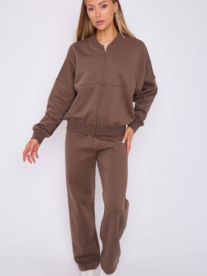 AX Labels - Wholesale Top & Pant Set (NOT Loungewear) - Women's - Oversized Bomber Style Fleece Zipper Co-ord66
