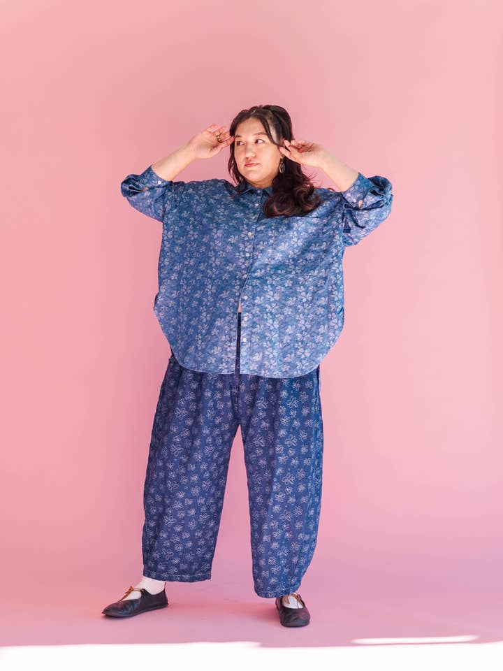 Nettle Studios - Wholesale Pants - Unisex - Size Inclusive Gender Neutral Dark Daisy Denim Balloon Pant16