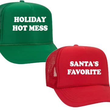 Holiday Hot Mess Santa Favorit Holly Jolly Trucker Hutkappe für den Großhandel von The Candy Collections