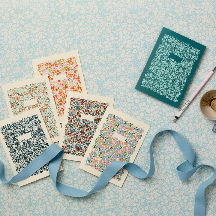 Lucy says I do - Wholesale Flat Wrap - Flourish in Blue – Hand-Drawn Floral Wrapping Paper1