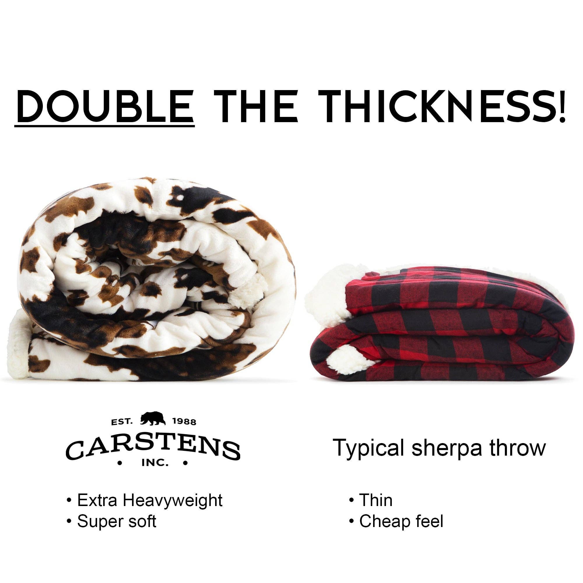 Carstens, Inc. - Wholesale Throw Blanket - Wrangler® Tri-color Cowhide Plush Sherpa Throw2