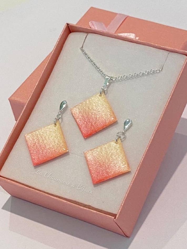 Conjunto Diamante - Gradiente Rosa e Amarelo por atacado de La Chaumière à Bijoux