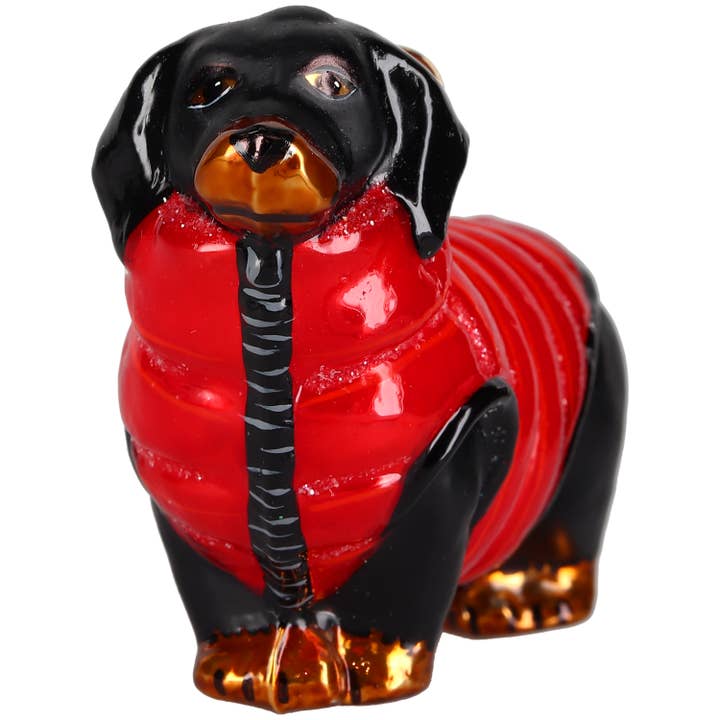 Dachschund Black in Puffer Coat for wholesale by Joy To The World Collectibles