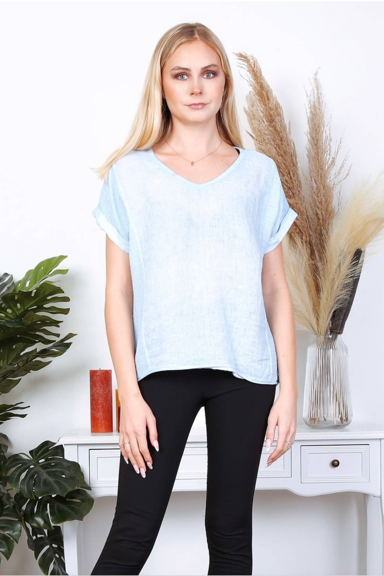 LÉA & LUC - Vente T-shirt – femme - T-Shirt texturé en 100% lin REF. 65115