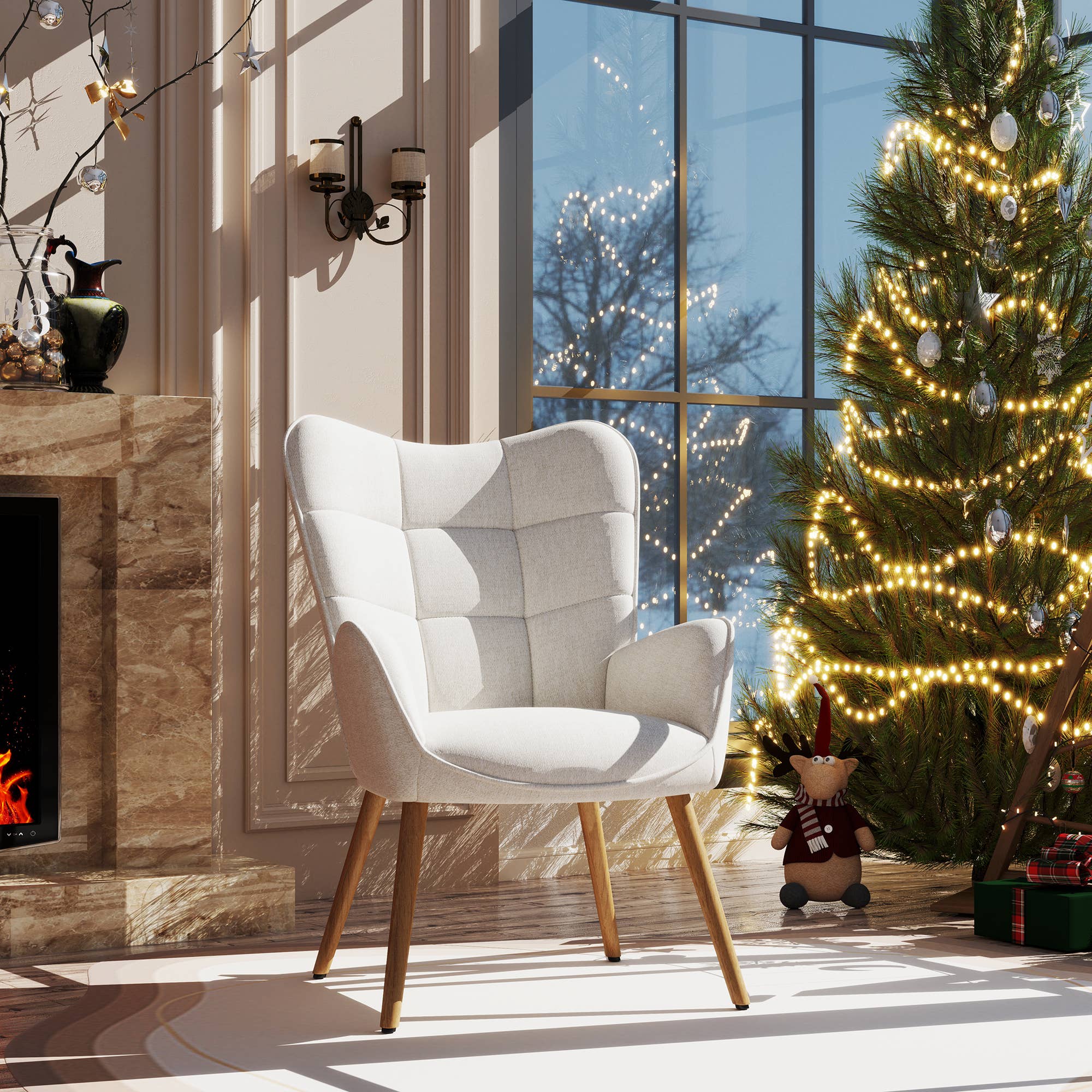 HOMYCASA DESIGN INC - Wholesale Chair - Modern Tufted Accent Chair with Suede Finish in Brown32