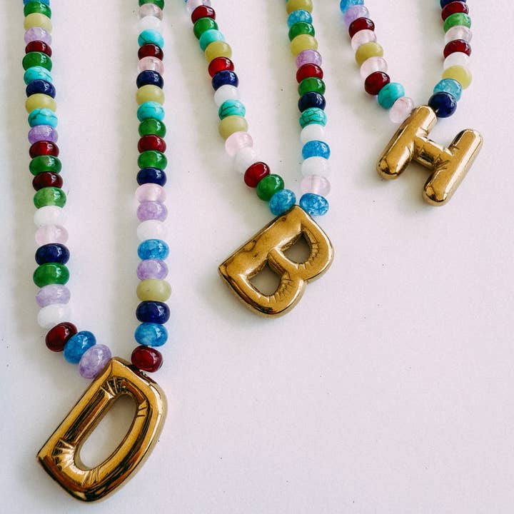 ETTA & EAST - Wholesale Pendant/Charm Necklace - beaded initial necklace