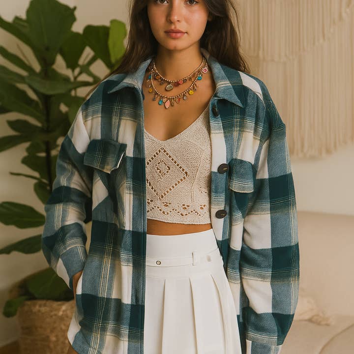 25076- Plaid Sherpa Jacket – Button Up Fleece Lined Shacket and other Purchase Wholesale plaid sherpa jacket. Free Returns & Net 60 Terms on Faire trending on Faire.