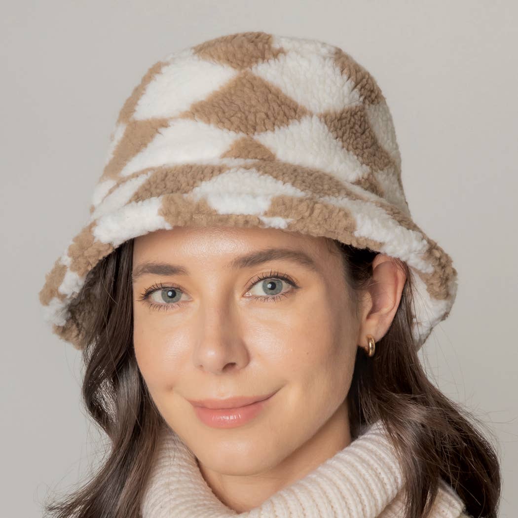 Fashion City - Wholesale Bucket Hat - Women's - Diamond Sherpa Bucket Hat2