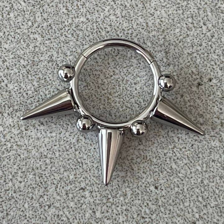 Spike Septum Ring (16G or 18G | 8mm or 10mm | Surgical Steel | Silver, Black or Gold) for wholesale by Elara Body Jewelry