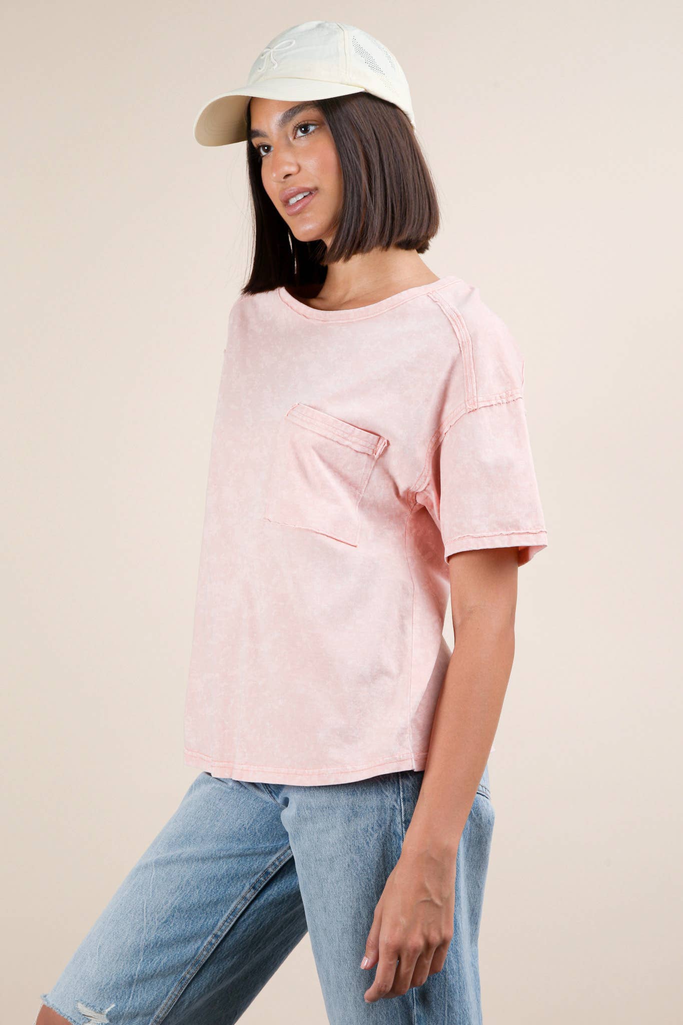 VERY J - Wholesale Knit Top - Women's - NT11108-Mineral Washed Knit Top with Pocket27