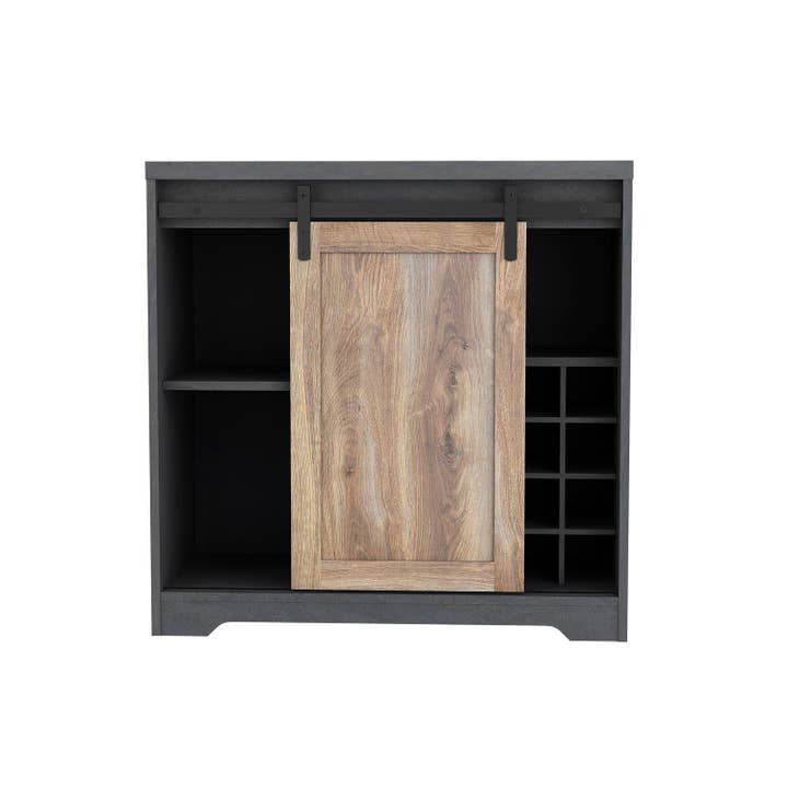 Orange County Decor - Wholesale Cabinet - 31 Inch Farmhouse Barn Door Bar Cabinet For Living Room, Dining Room Dark Grey Particle Board