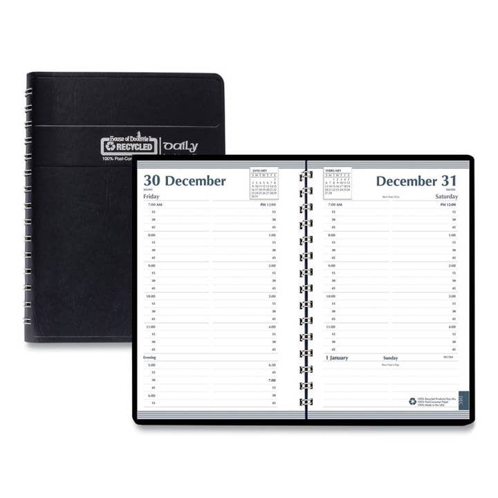 Everyday Supply Co - Wholesale Planner - Memo Size Daily Appointment Book, 15-Min, 8x5, Black, 2024