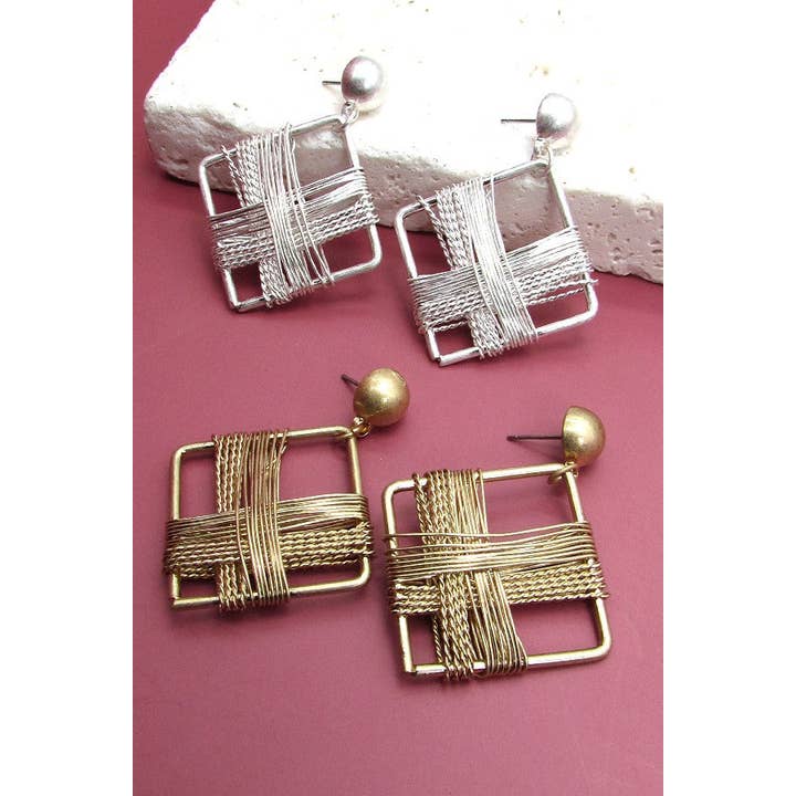 JOSSLYN by wall to wall - Wholesale Dangle Earrings - DIAMOND SHAPE MULTI WIRE DROP EARRINGS | 51E1080609