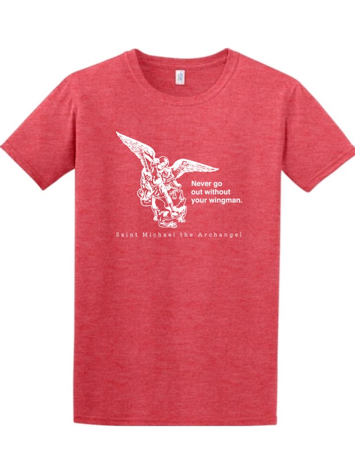 Sock Religious - Wholesale Screen printed t-shirt – unisex - Never Go Without Your Wingman - St. Michael the Archangel Adult T-Shirt2