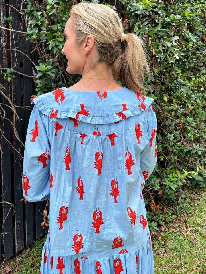 Roselle - Wholesale Blouse – Women’s - ROSELLE LALA BLOUSE LITTLE LOBSTER BLUE7