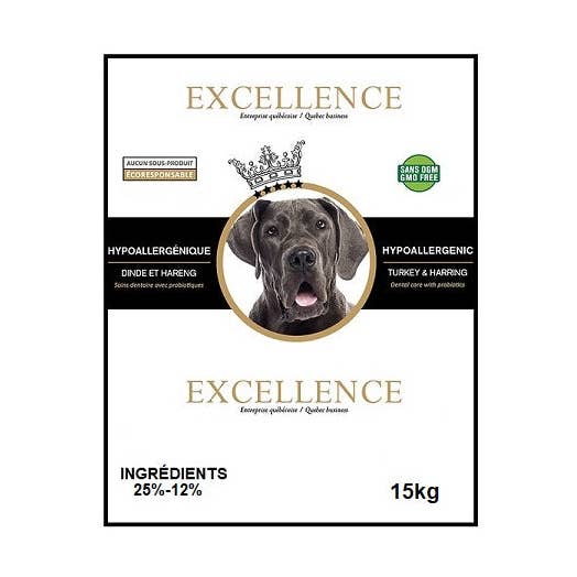 Excellence nourriture pour chien Hypo allergénique 15kg pour la vente par La boite à Penny