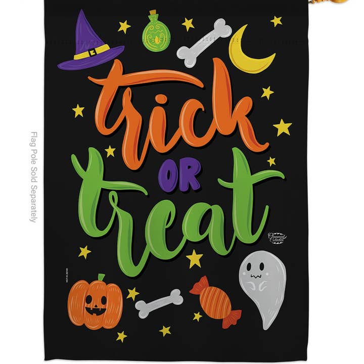 Two Group Flag Co - Wholesale Flag - Cute Trick or Treat Falltime Halloween Decor Flag1