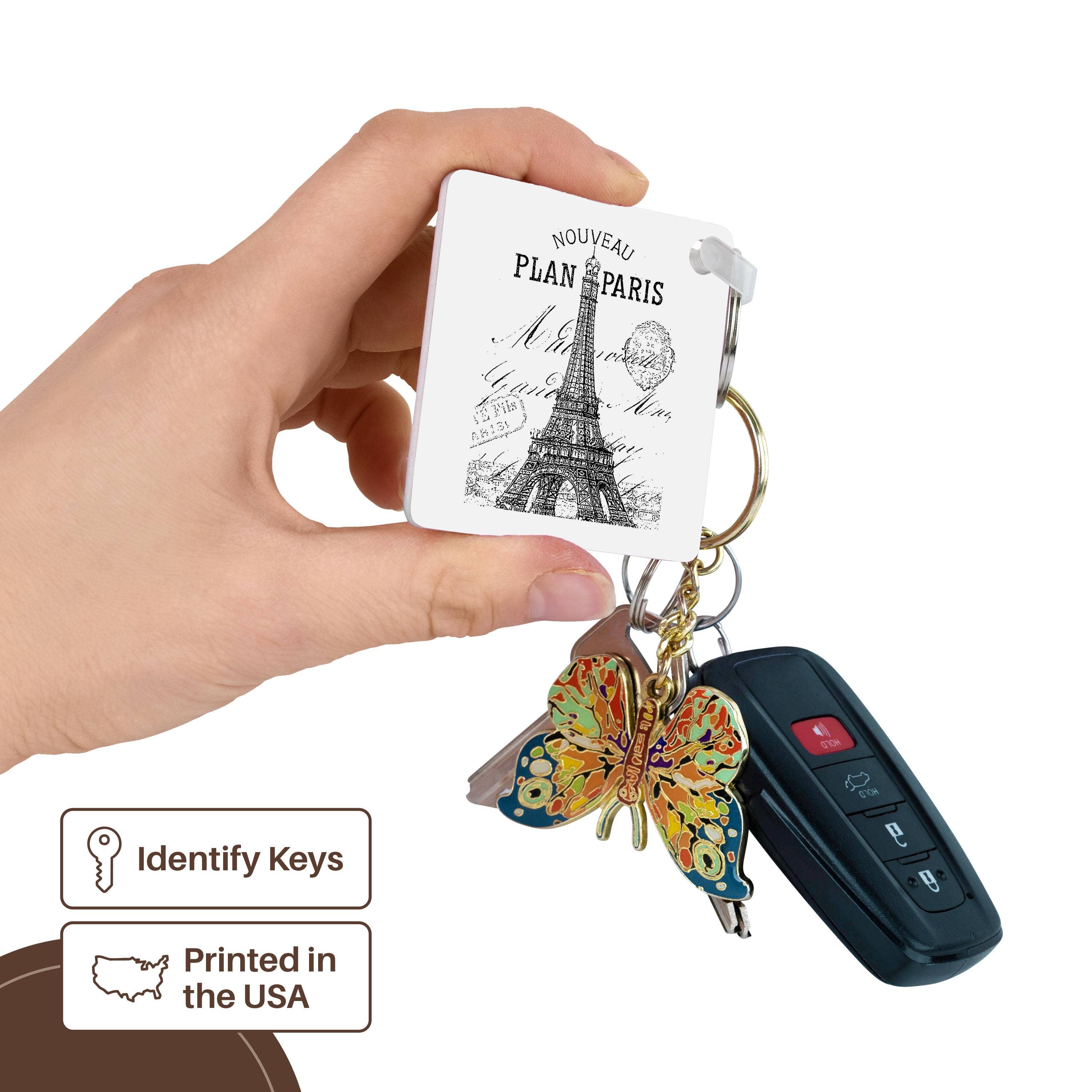 3dRose – Großhandel Schlüsselanhänger – Unisex – 3dRose, Nouveau Paris Vintage Eiffelturm, Schlüsselanhänger2