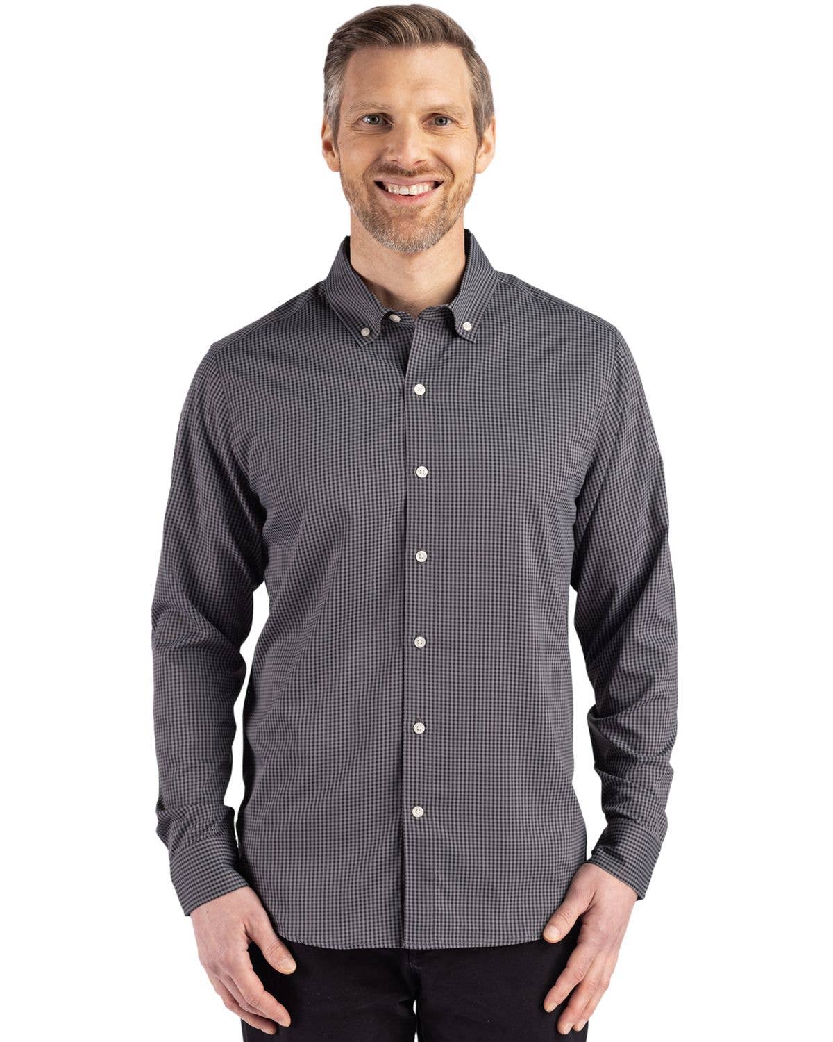 Cutter & Buck - Wholesale Button Down Shirt - Men's - Cutter & Buck Skyline Gingham Mens Big & Tall Dress Shirt9
