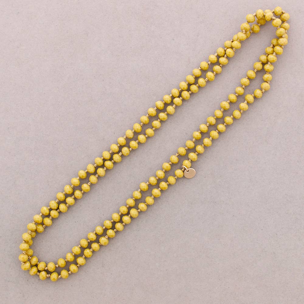 Sonata – wholesale Snap jewellery – Long Necklace with Knots and Faceted Crystal Beads 1.2M*8mm (A)1