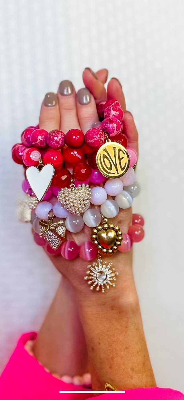 PowerBeads by jen - Wholesale Armband met kralen - Witte Calciet met Gouden Kraal Omringd Bol Hart3