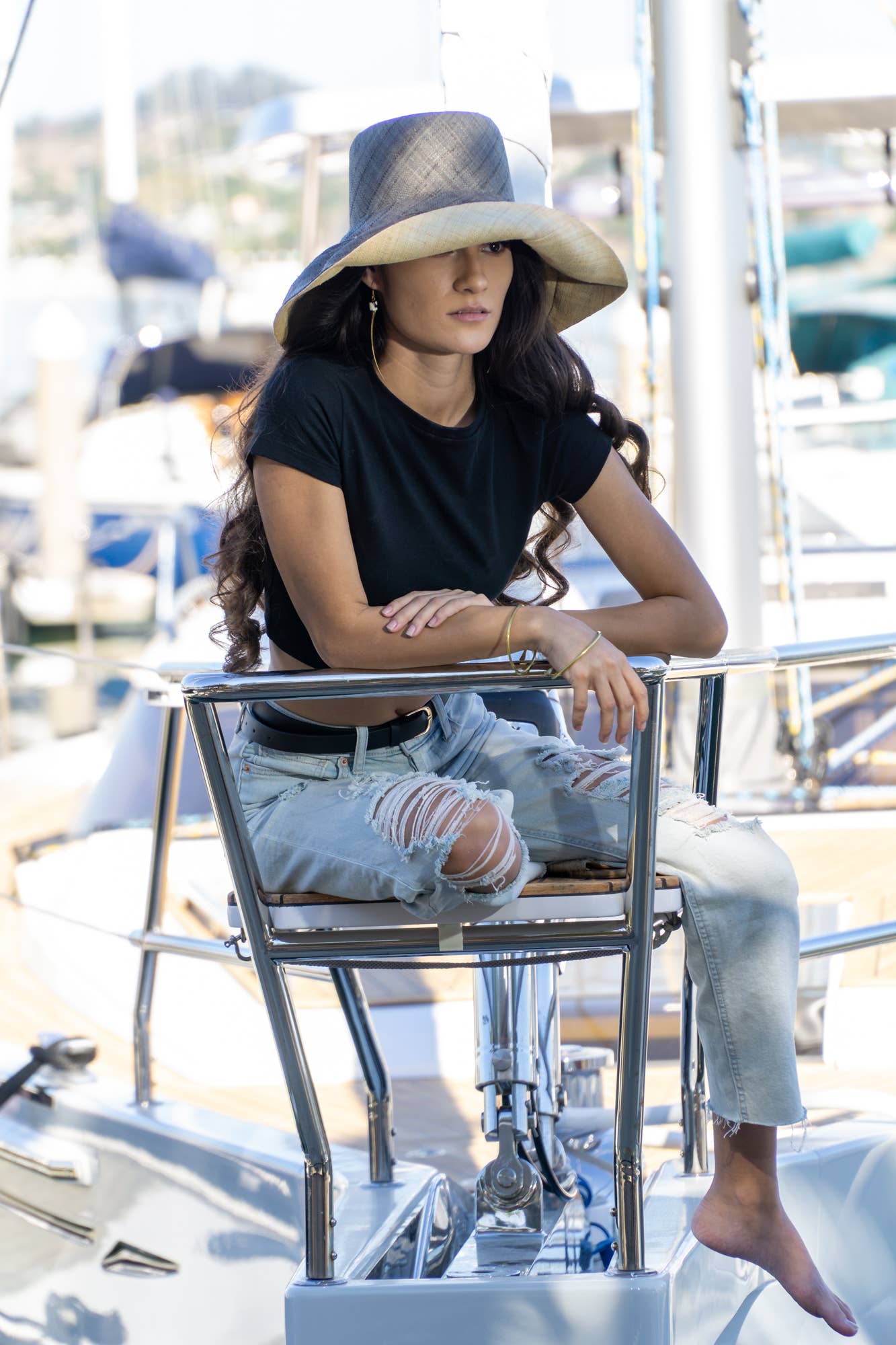 Shebobo – wholesale Straw hat – women's – Monica 5" & 7" Wide Brim Two Tone Packable Straw Sun Hats24