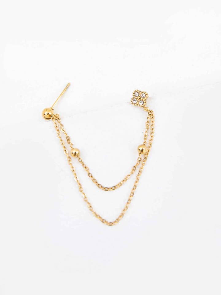 Double Piercing Drape Stud Earrings for wholesale by Lovoda