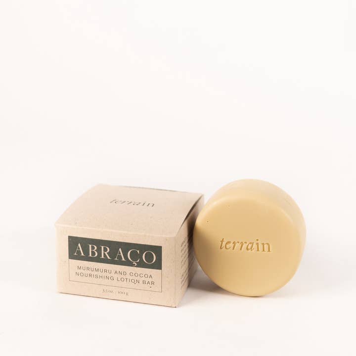 TERRAIN BRAZILIAN BOTANICALS - Wholesale Solid Lotion - A B R A Ç O . Nourishing Lotion Bar with Murumuru and Cocoa
