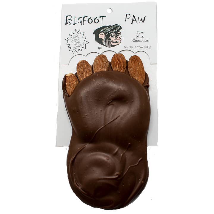 Spokandy Chocolatier - Wholesale Chocolate Covered Sweets - 2.75oz Bigfoot Paw- Almonds, Caramel and Milk Chocolate