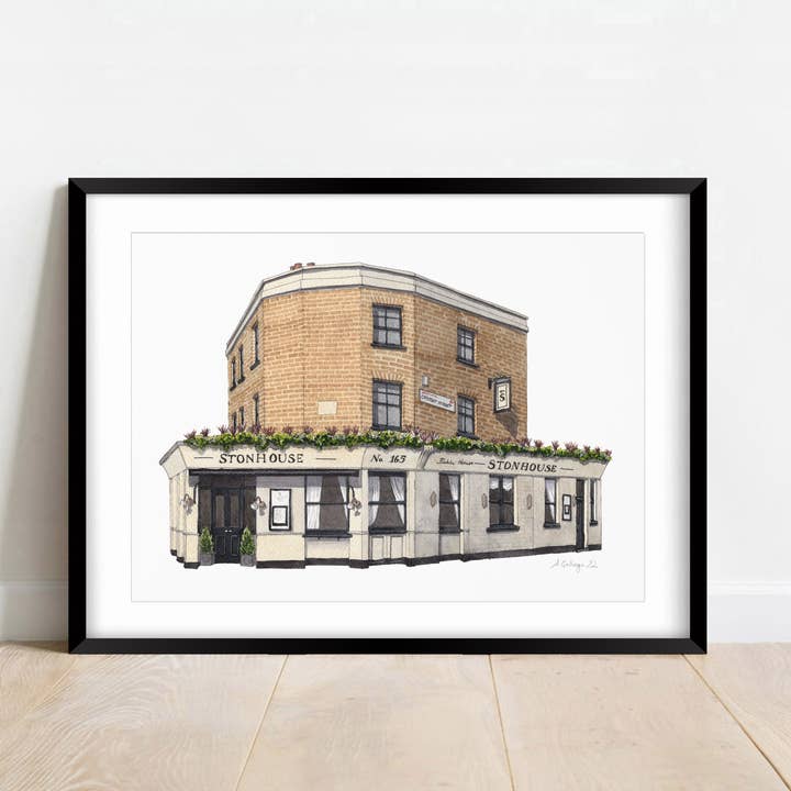 Clapham - The Stonhouse - Giclée Print (unframed) for wholesale by Ana Gallego Illustrations
