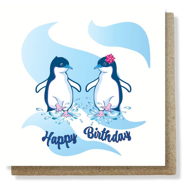 Card Happy Birthday Penguins for wholesale by Lucky Little Penguins