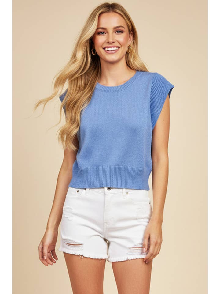 PINCH - Wholesale Knit Top - Women's - CAP SLEEVES KNIT TOP - 5425WT