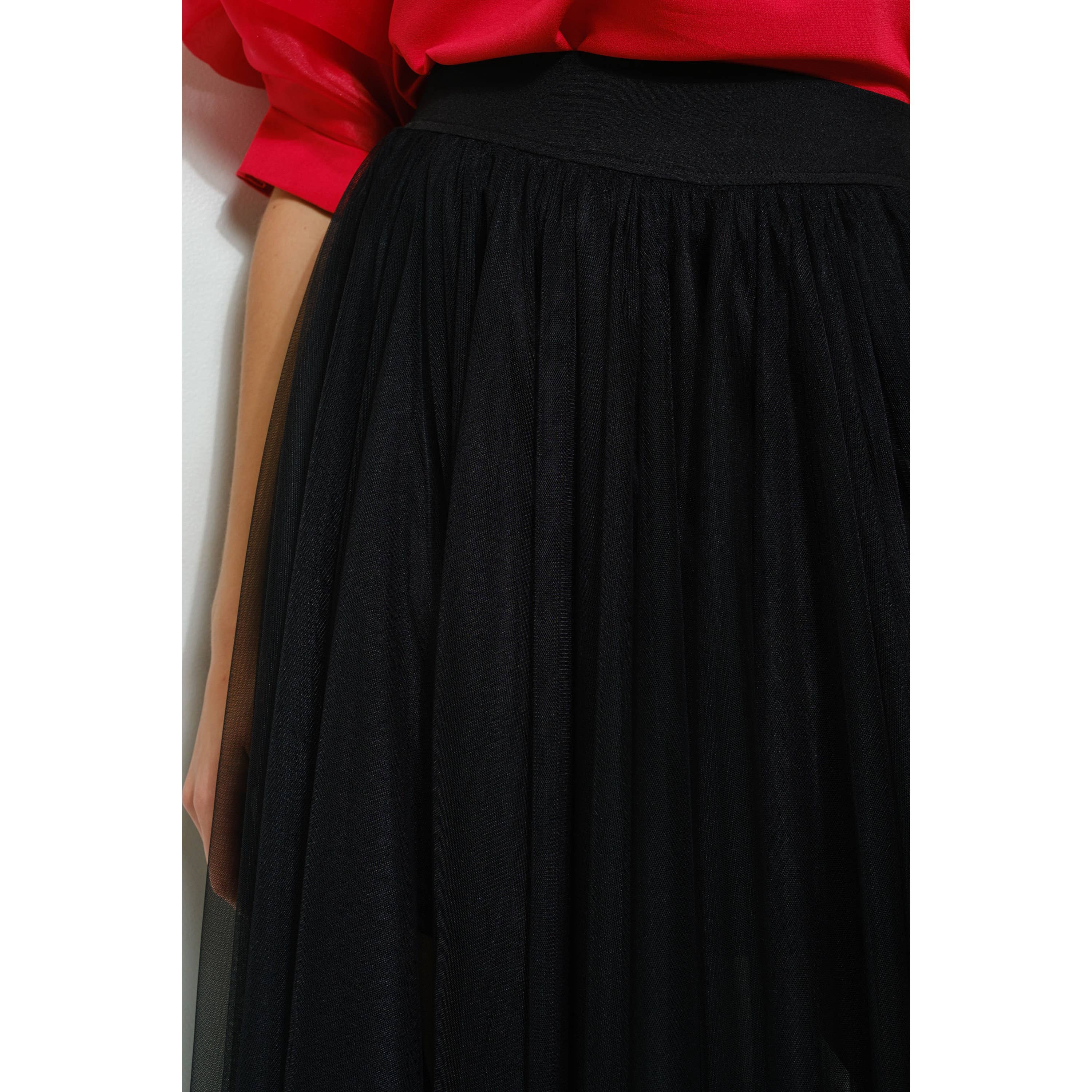 INA - Vendita all'ingrosso Gonna - Donna - Gonna a strati in tulle a vita alta a trapezio trasparente19