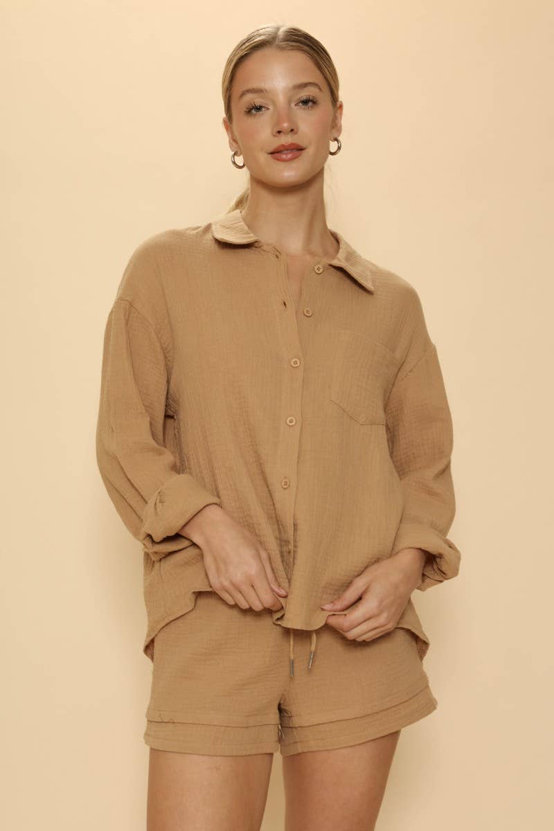 Miss Sparkling - Wholesale Top & Short Set (NOT Loungewear) - Women's -  Two-Piece Shorts Set - Button Down Top19