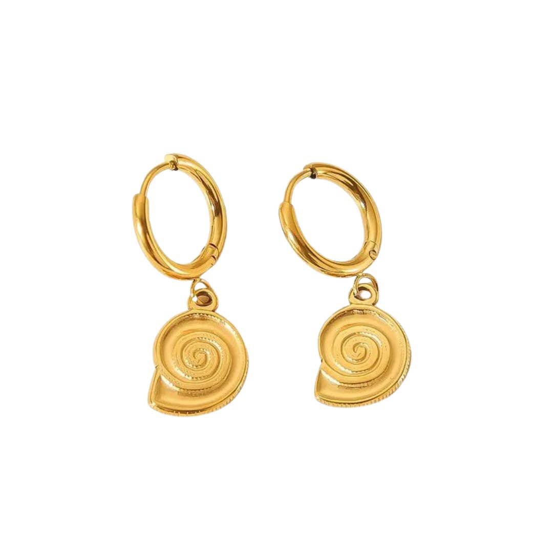 Gold Seashell sonata earrings for wholesale on Faire
