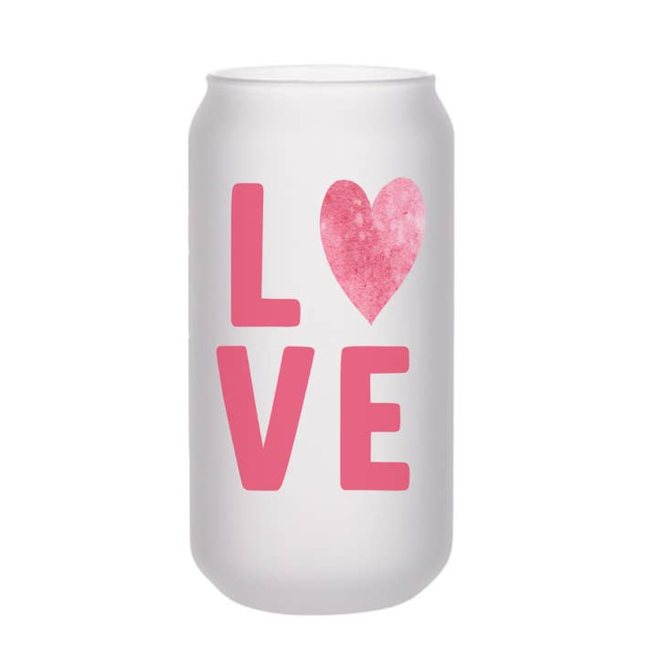 18 oz Love Heart Frosted Beer Can Glass Cup, Alla hjärtans kopp för wholesale av Amber Marie Design