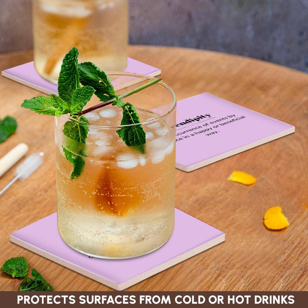 3dRose - Wholesale Coasters - 3dRose, Serendipity and its meaning typography, Coaster2