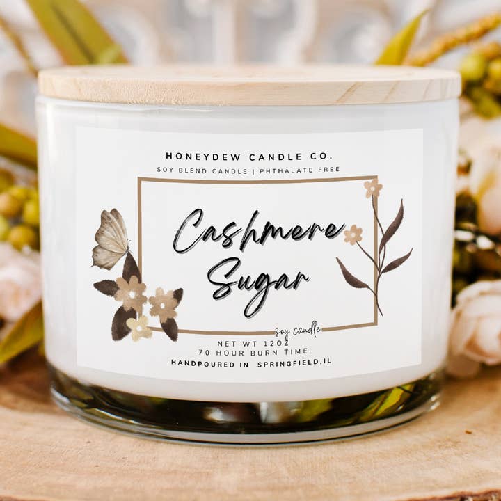 Azúcar de cachemir con vela de 3 mechas para venta al por mayor de Honeydew Candle Co.