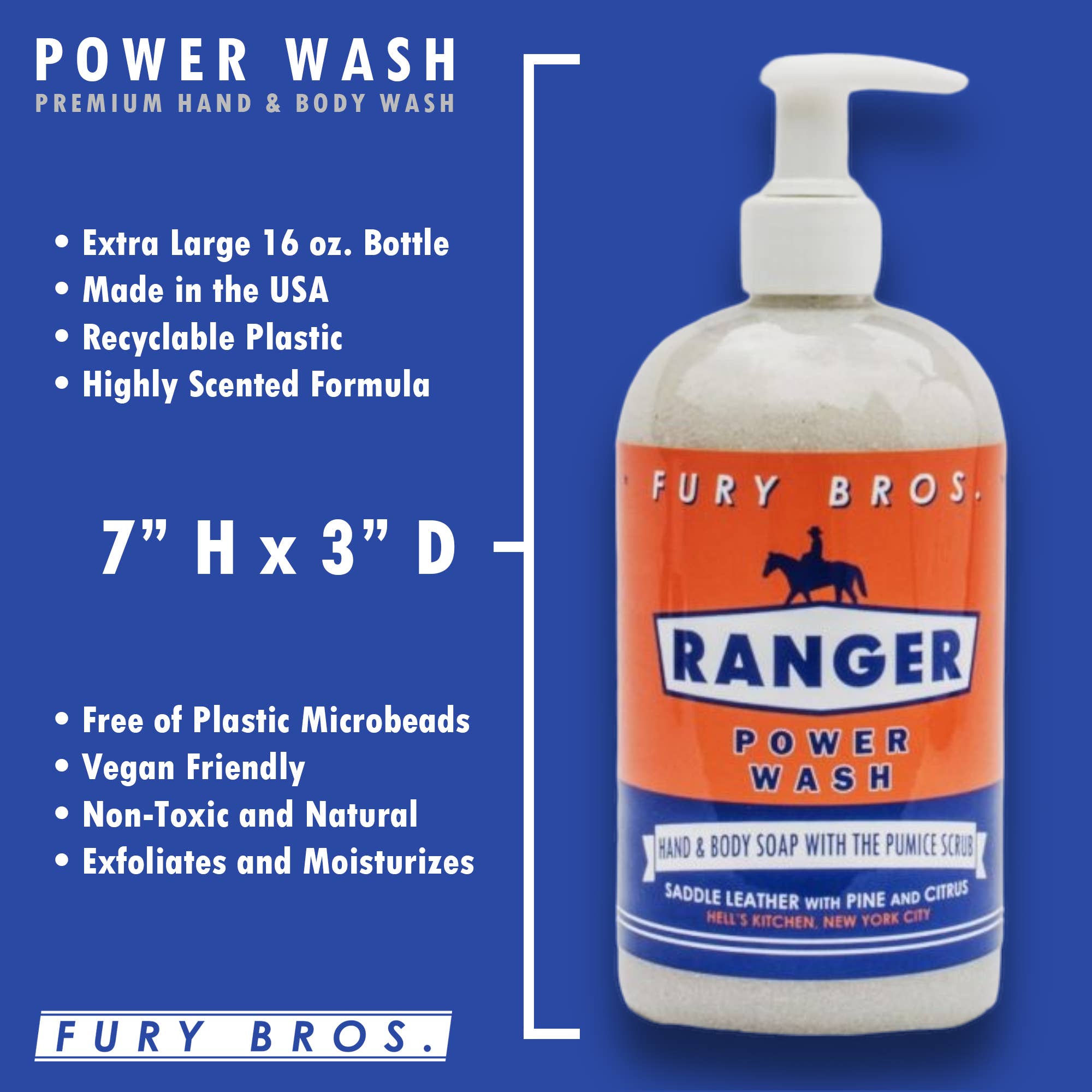 Fury Bros. - Wholesale Body Wash/Shower Gel - Ranger Power Wash 16 oz4
