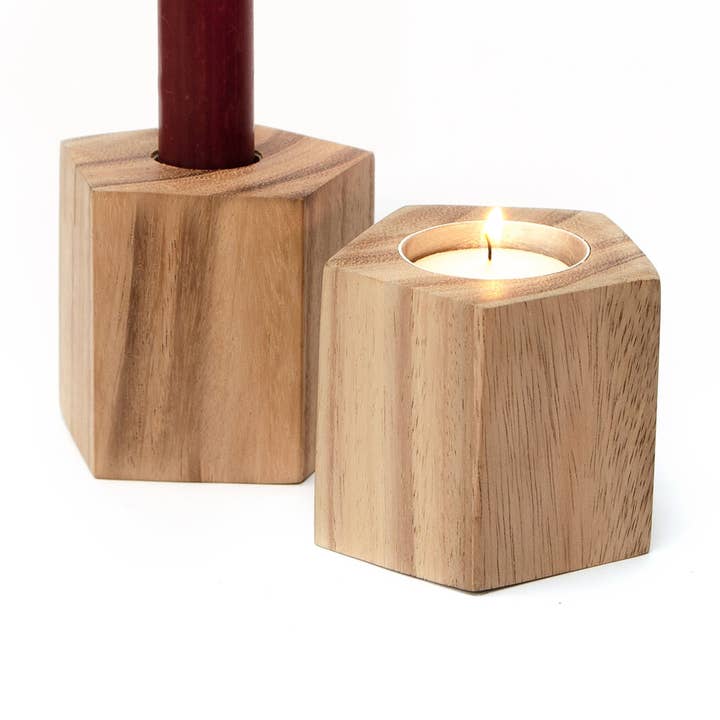 Bougeoirs en bois - Hexagone pour la vente par Others Trade for Hope