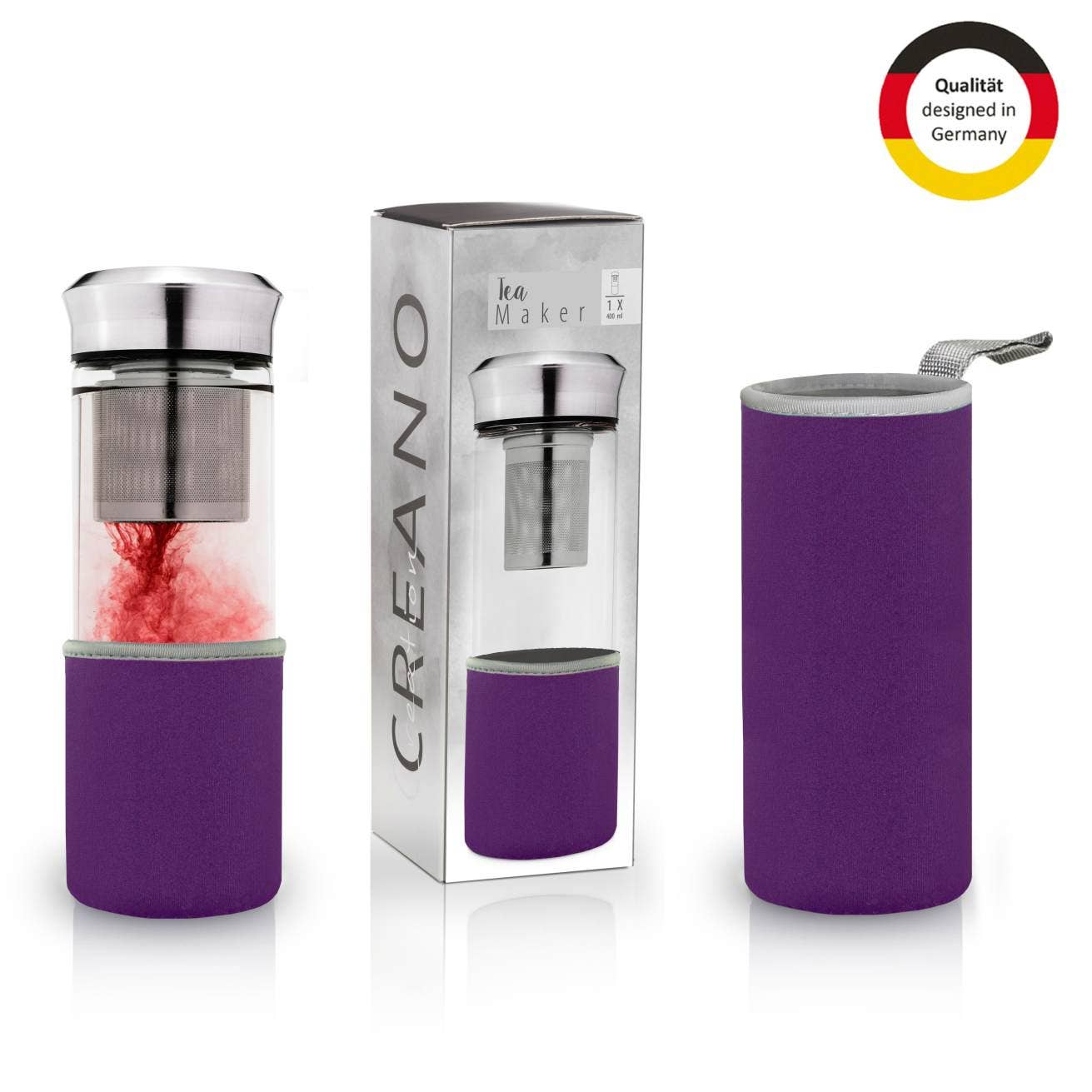 Creano - Wholesale Tea Strainer/Infuser - “Teamaker” tea maker 400ml incl. neoprene case; purple5
