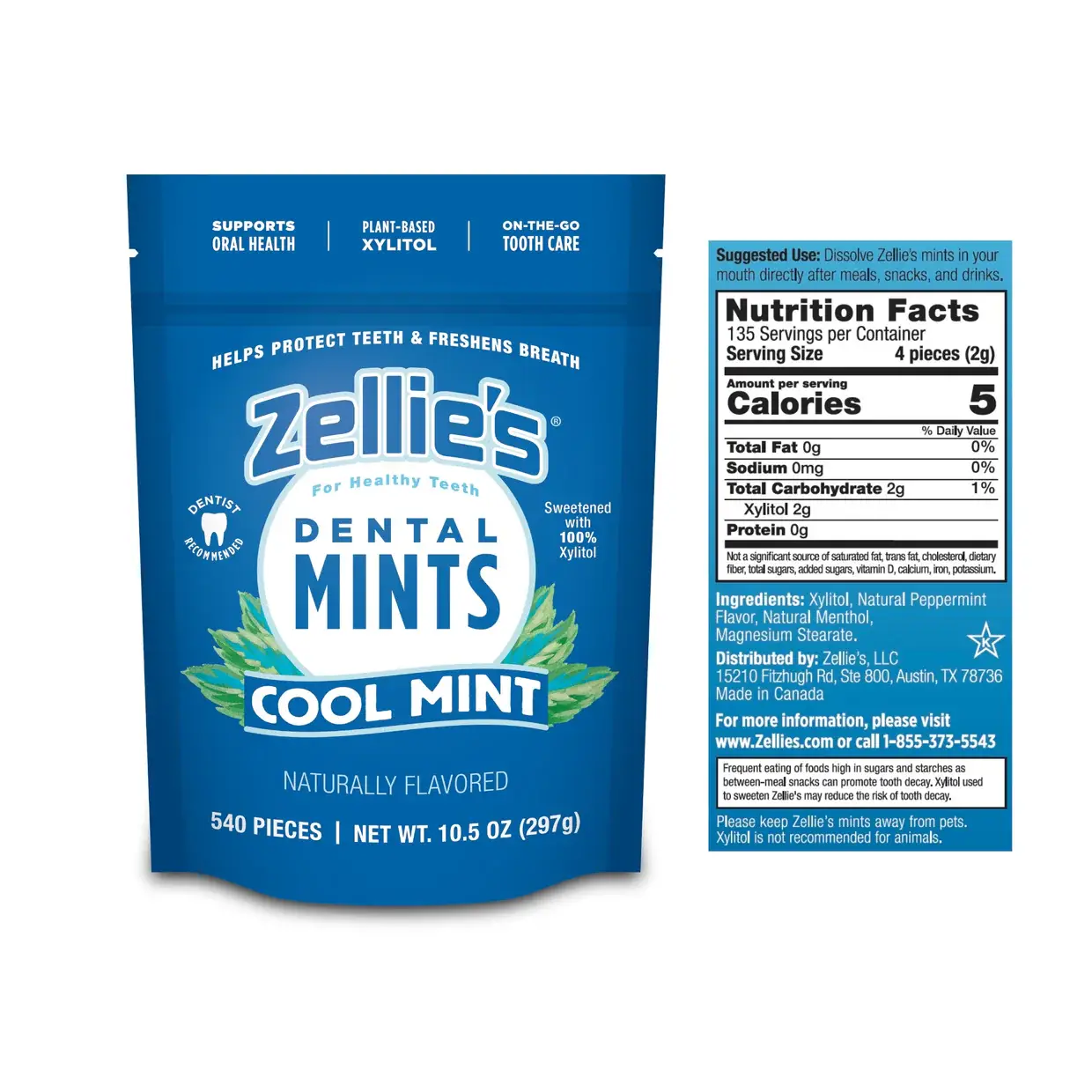 Zellie's - Wholesale Mints - Zellie's Xylitol Dental Mints - Cool Mint 540ct Pouch2
