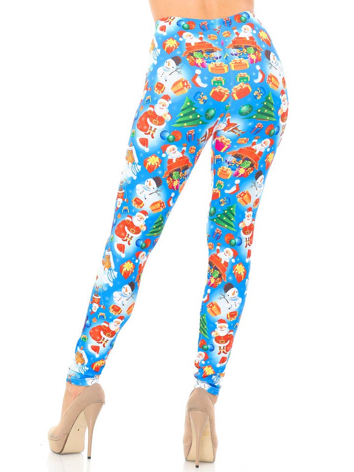 USA Fashion - Wholesale Fashion Leggings - Women's - Creamy Soft Festive Blue Christmas Leggings by USA Fashion™4
