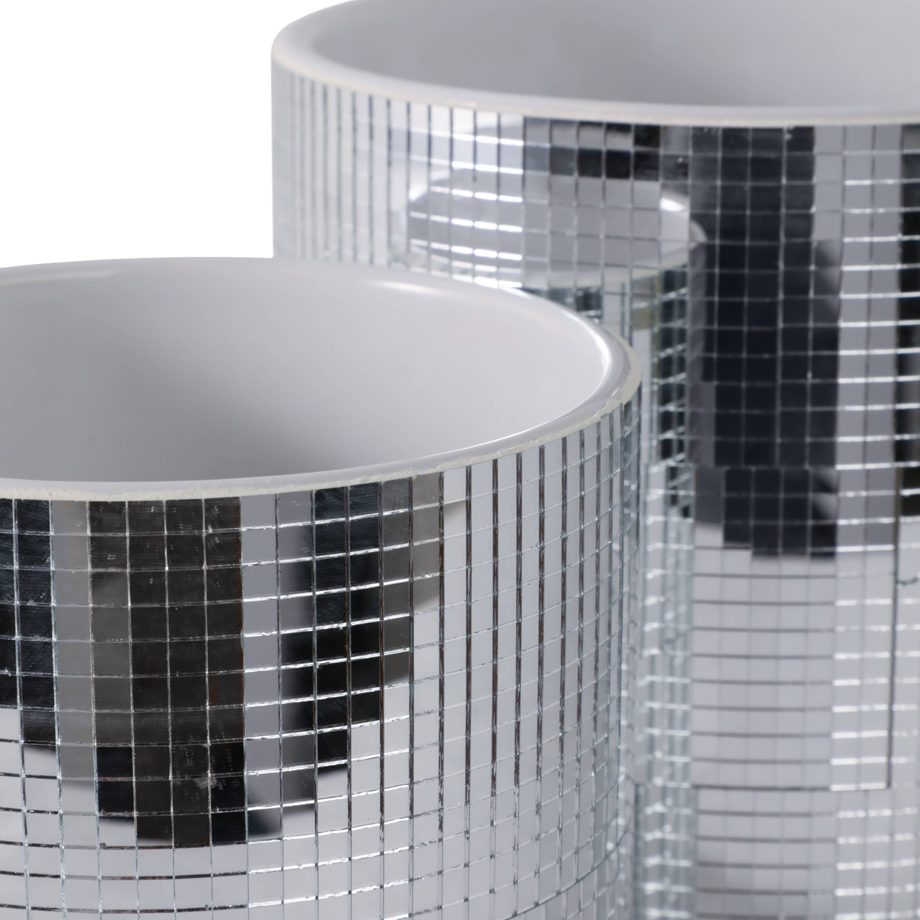 Sagebrook Home - Wholesale Plant Pot - Planters Set of 2 - Silver Ceramic Disco Mirror, 6/7 in.9