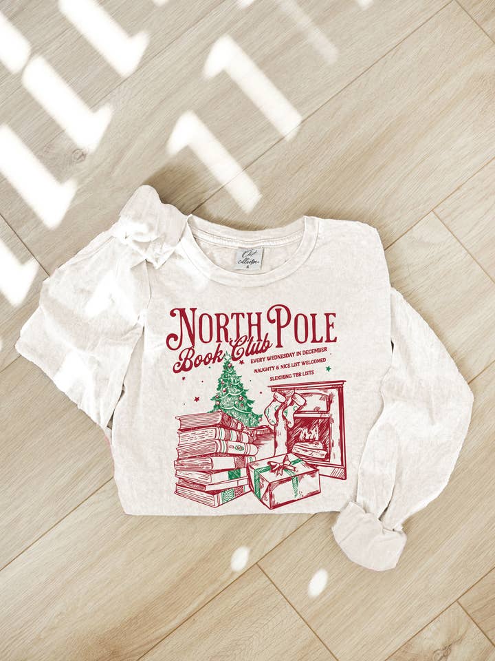 NORTH POLE BOOK CLUB Mineral Washed graphic met lange mouwen   voor wholesale door OAT COLLECTIVE
