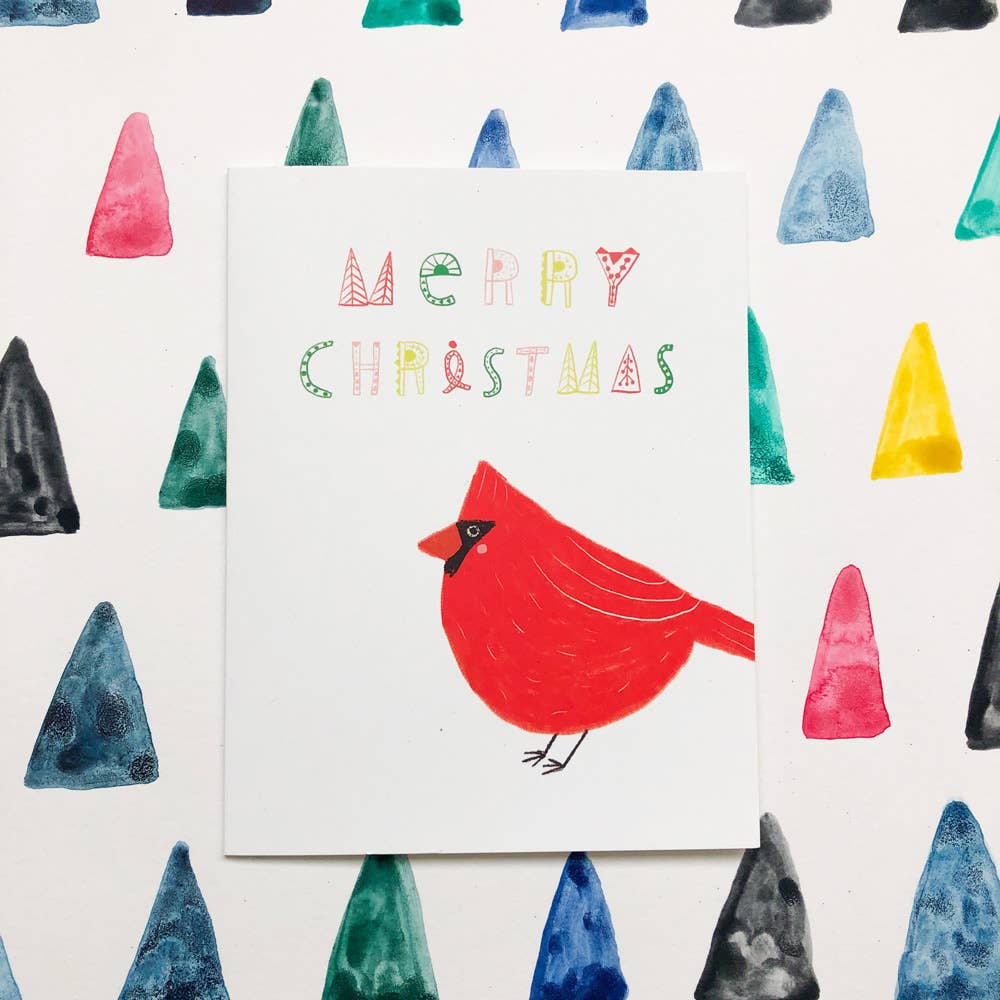 Honeyberry Studios - Wholesale Christmas Card - Cardinal Merry Christmas Greeting Card2