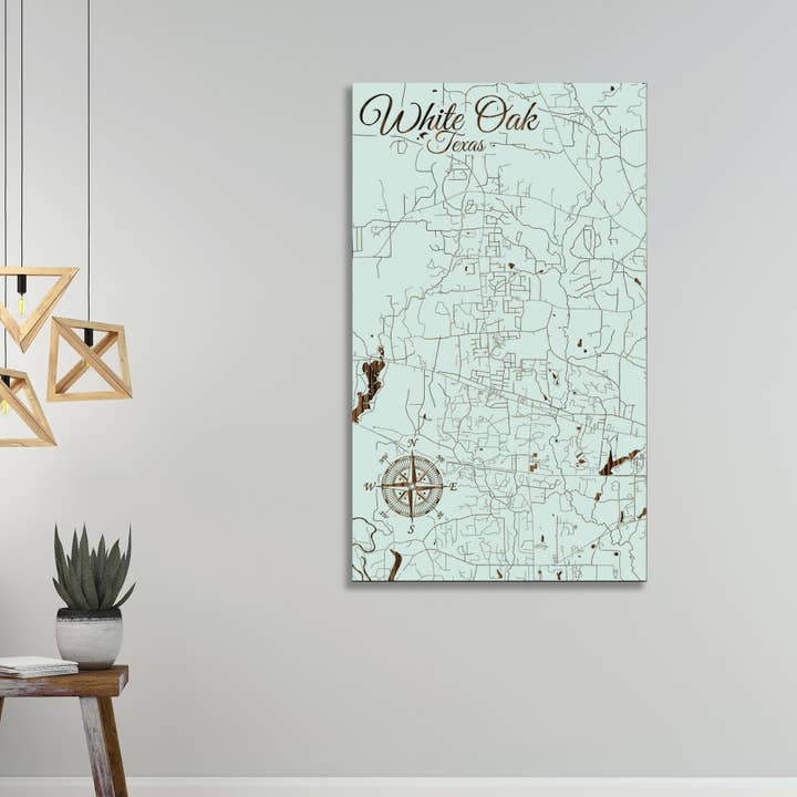 Texas: White Oak Street Map voor wholesale door Fire & Pine